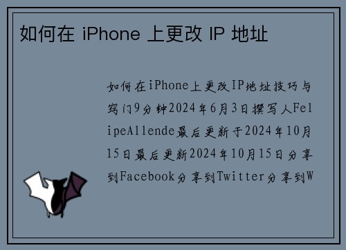 如何在 iPhone 上更改 IP 地址 